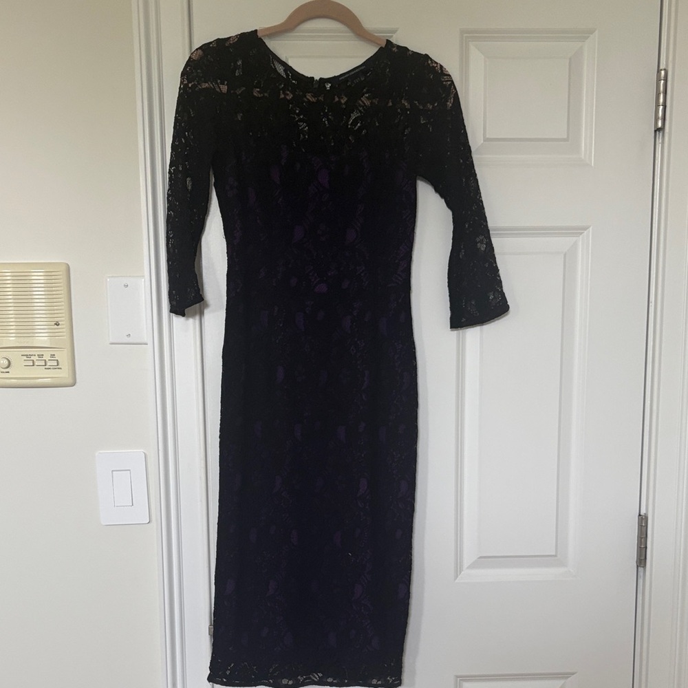 French Connection Black and Purple Lace Dress